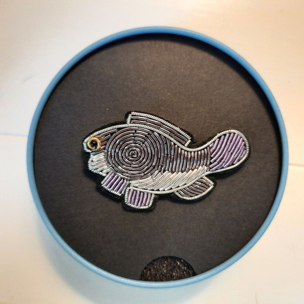 Metallic Bead Fish Brooch Pin